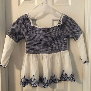 Blue and white off the shoulder top